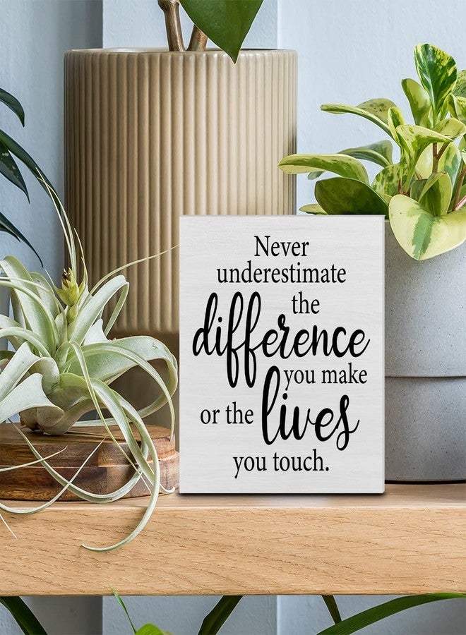 PIXCEOS Retirement Thank You Gift Decorative Wooden Box Sign Never Underestimate the Difference You Make Wood Block Plaque Desk Decor Office Shelf or Wall Display - Image 3